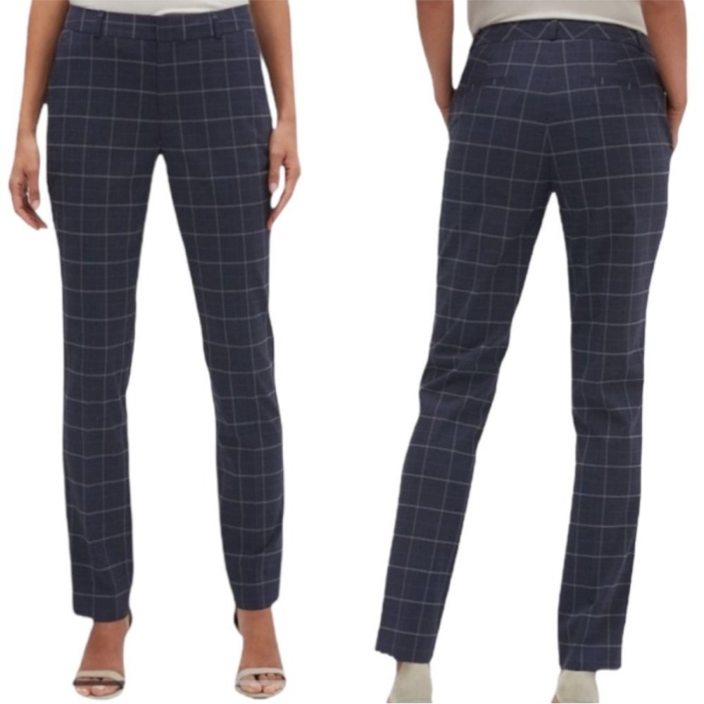 Banana Republic Plaid Mid Rise Straight Leg